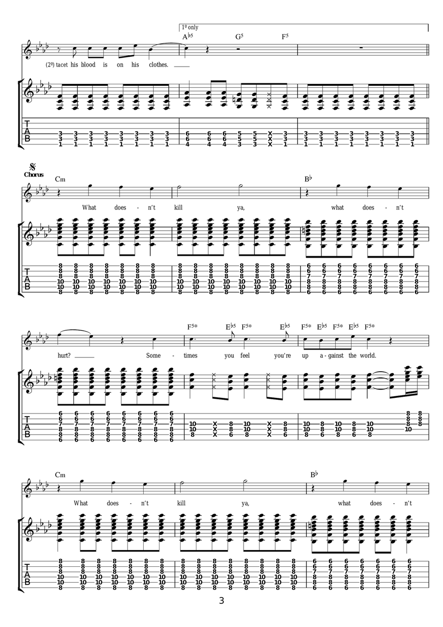 What Doesn't Kill You Guitar Tablature scores gallery preview page 3