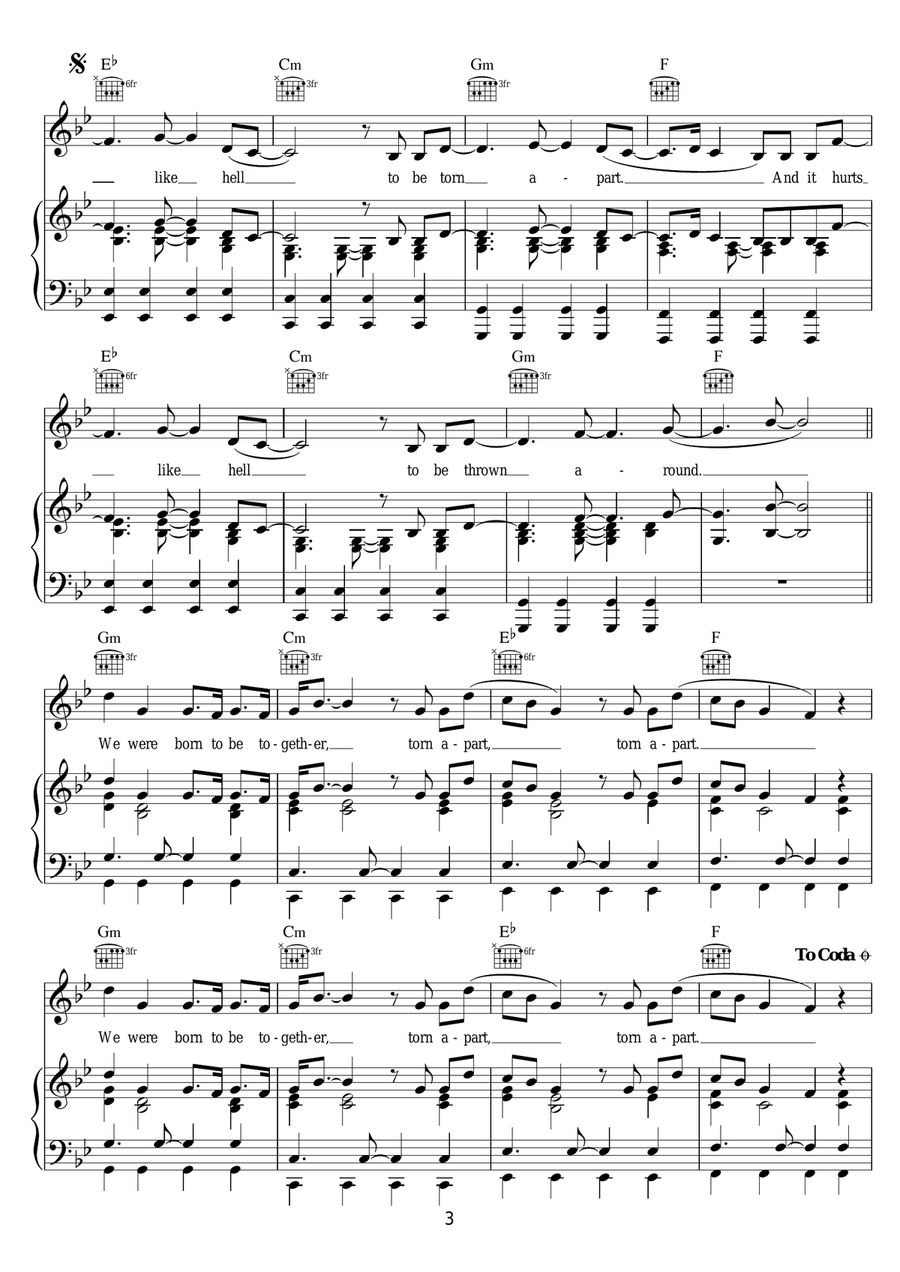 Torn Apart (featuring Grades) Piano, Vocal scores gallery preview page 3