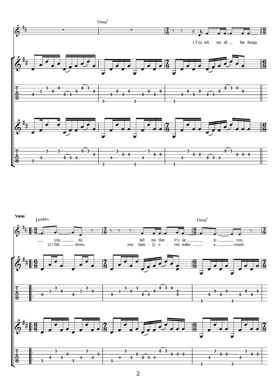 A Song About Love A Song About Love Guitar Tablature scores gallery preview page 2
