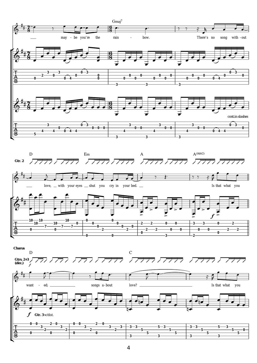 A Song About Love A Song About Love Guitar Tablature scores gallery preview page 4