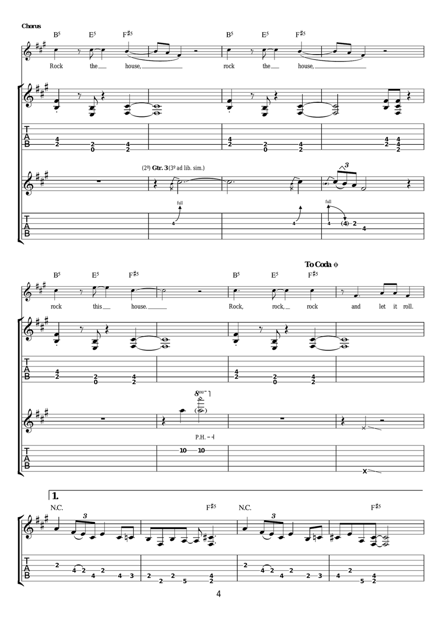 Rock The House Rock The House Guitar Tablature scores gallery preview page 4
