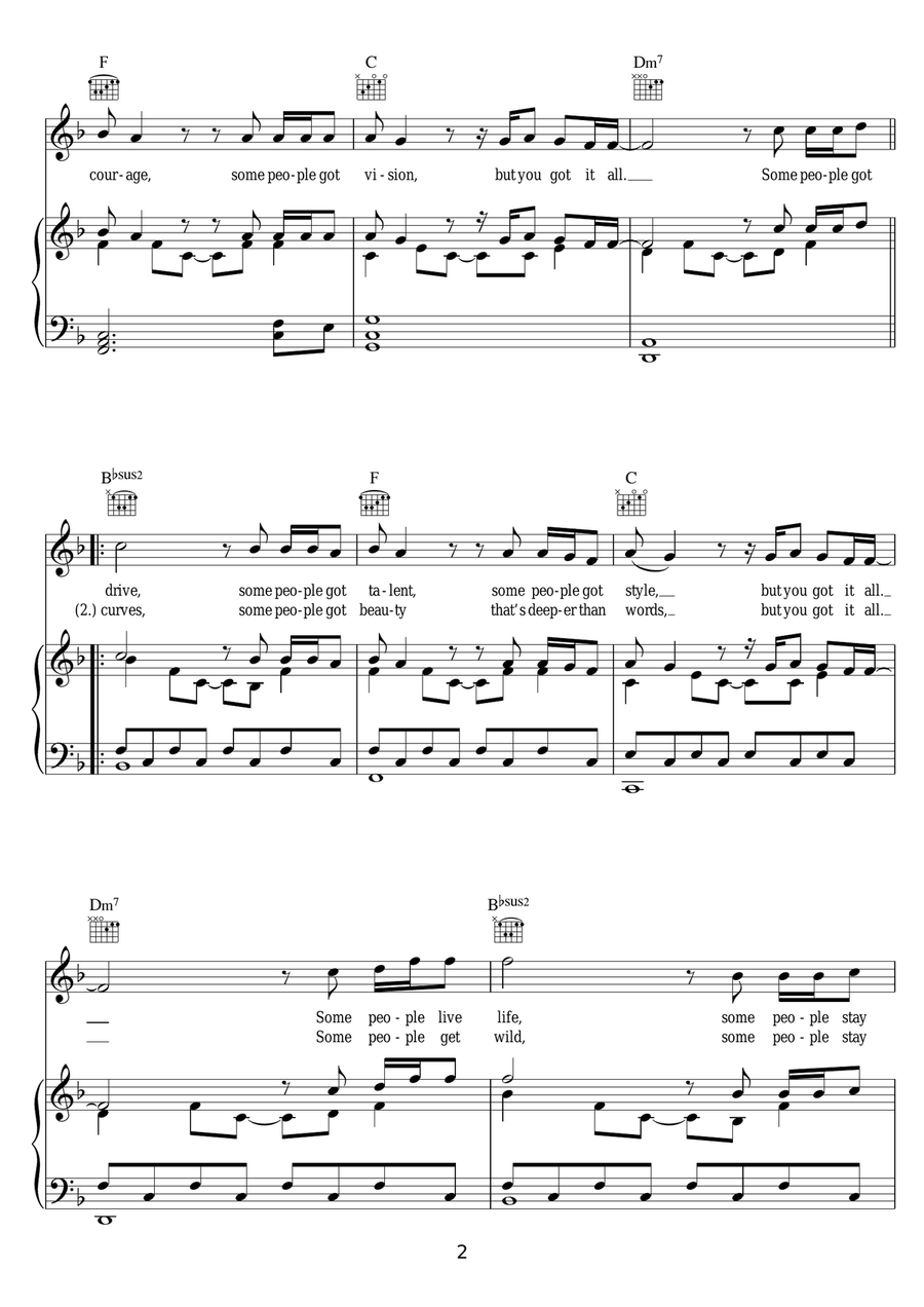 You Got It All You Got It All Piano, Vocal scores gallery preview page 2