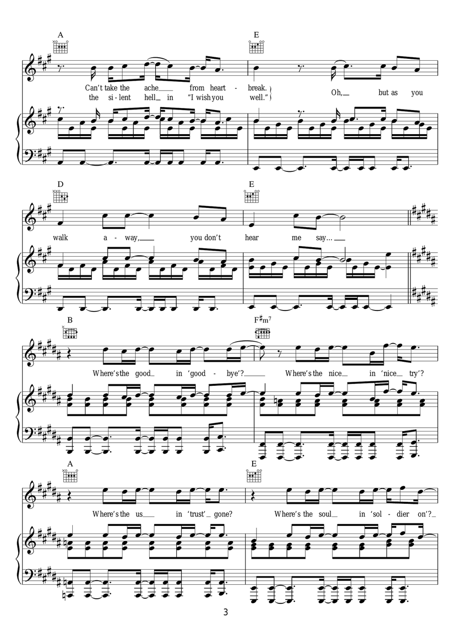 No Good In Goodbye No Good In Goodbye Piano, Vocal scores gallery preview page 3