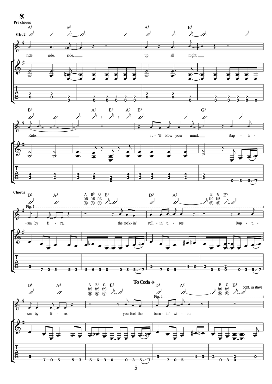 Baptism By Fire Baptism By Fire Guitar Tablature scores gallery preview page 5
