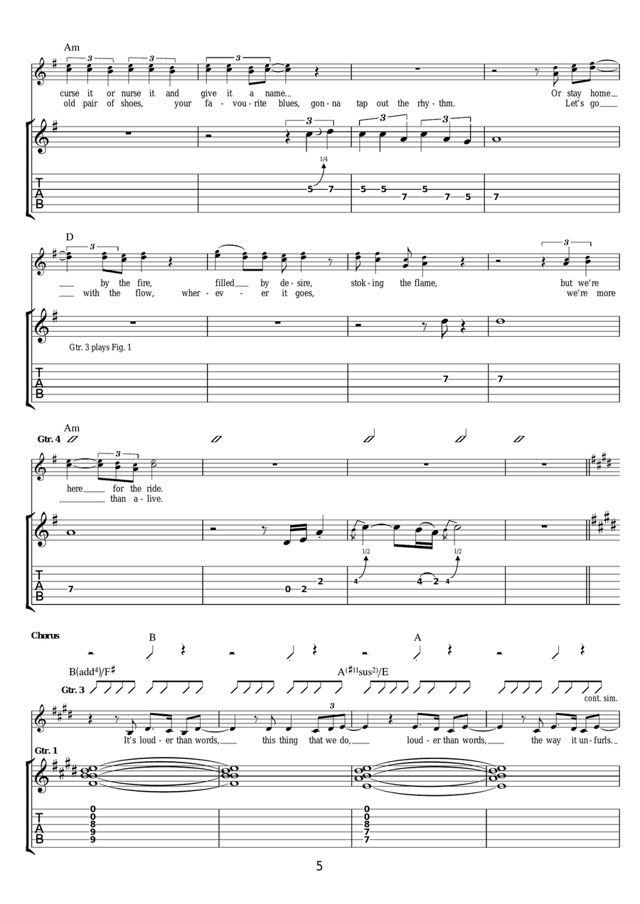 Louder Than Words Louder Than Words Guitar Tablature scores gallery preview page 5