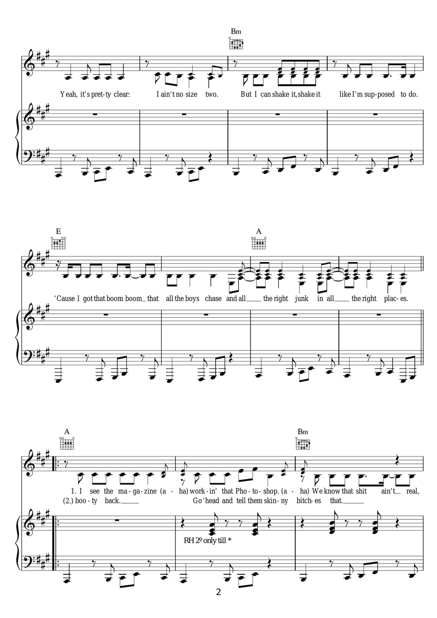 All About That Bass All About That Bass Piano, Vocal scores gallery preview page 2