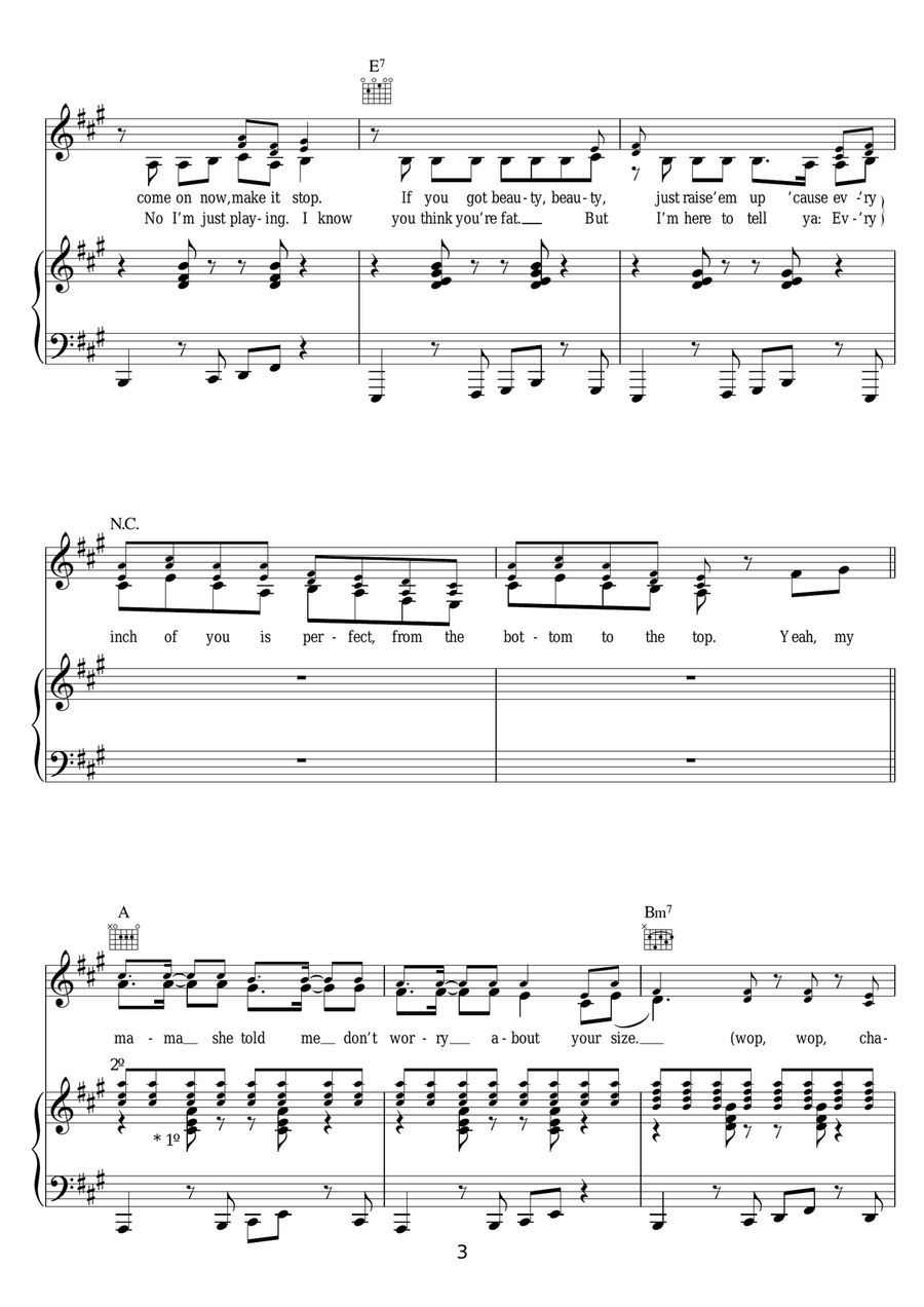 All About That Bass All About That Bass Piano, Vocal scores gallery preview page 3