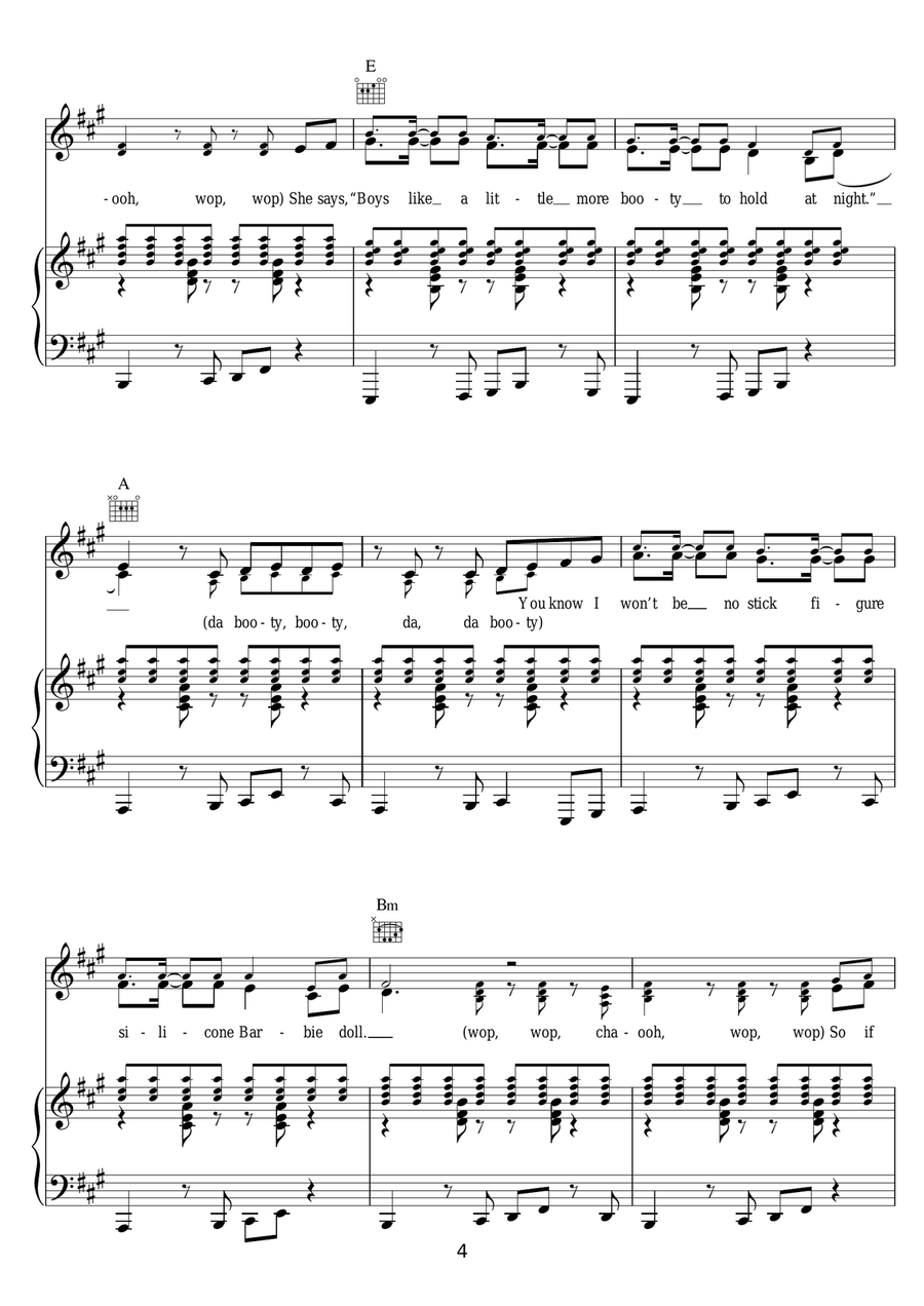 All About That Bass All About That Bass Piano, Vocal scores gallery preview page 4