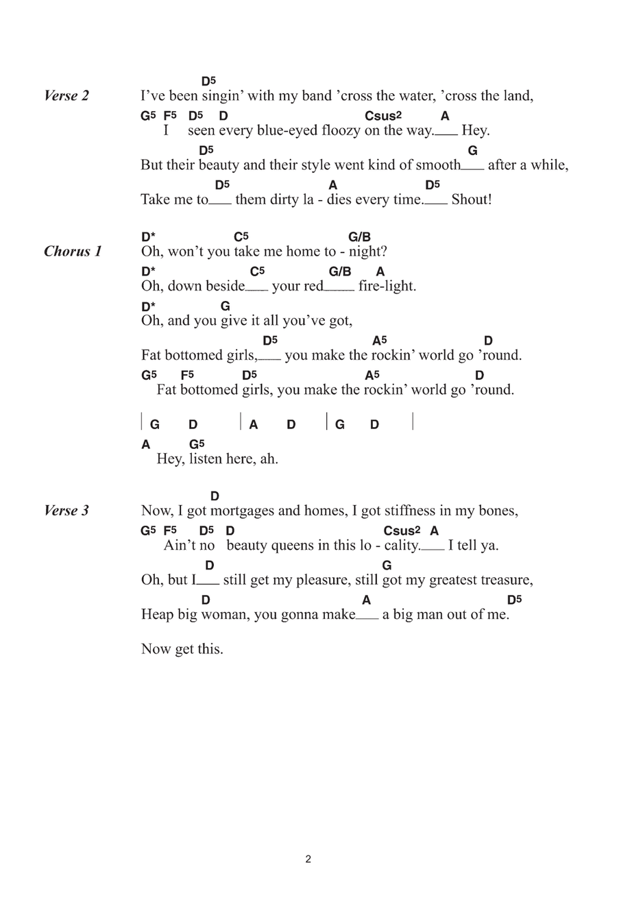 Fat Bottomed Girls Fat Bottomed Girls Ukulele scores gallery preview page 2