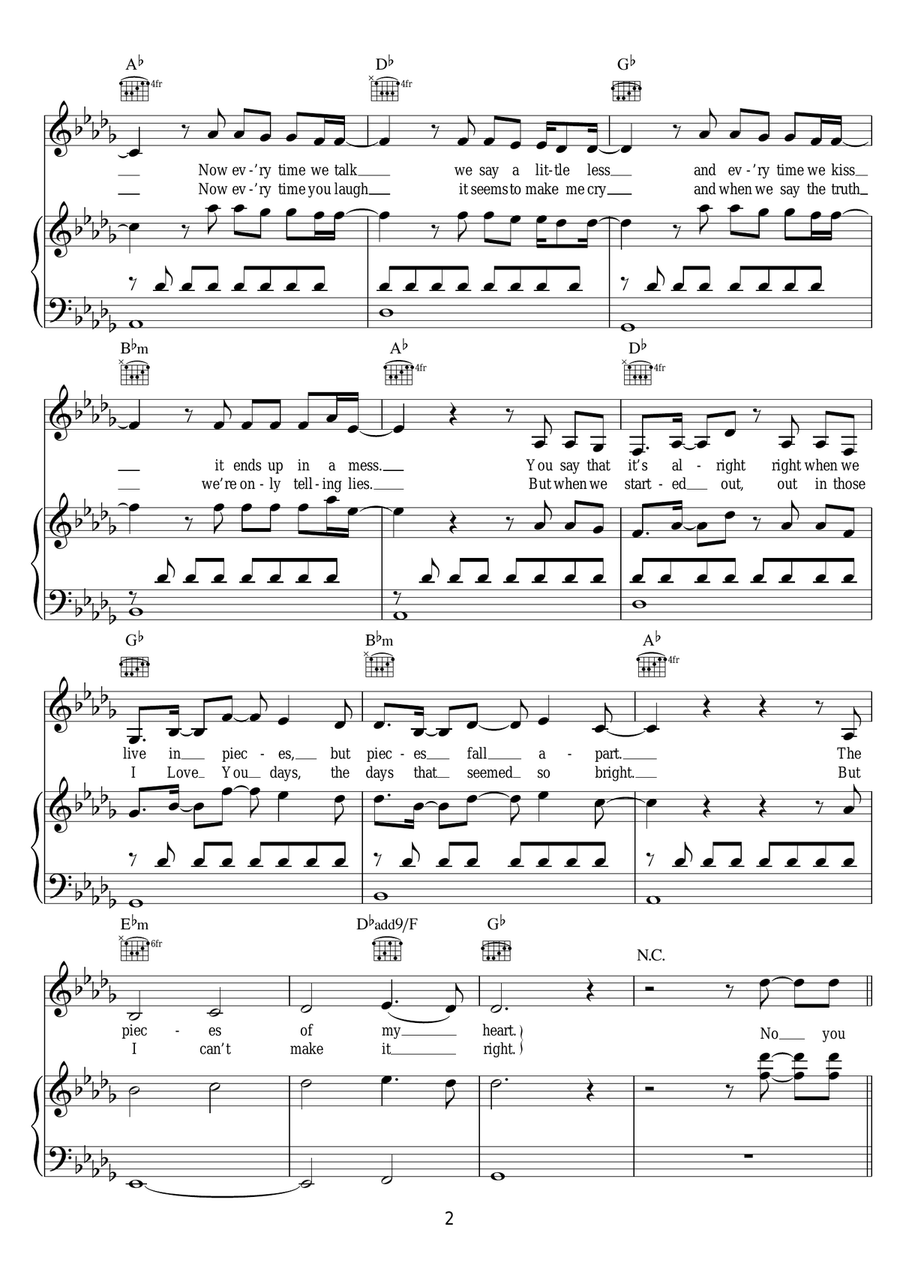 Pieces Pieces Piano, Vocal scores gallery preview page 2
