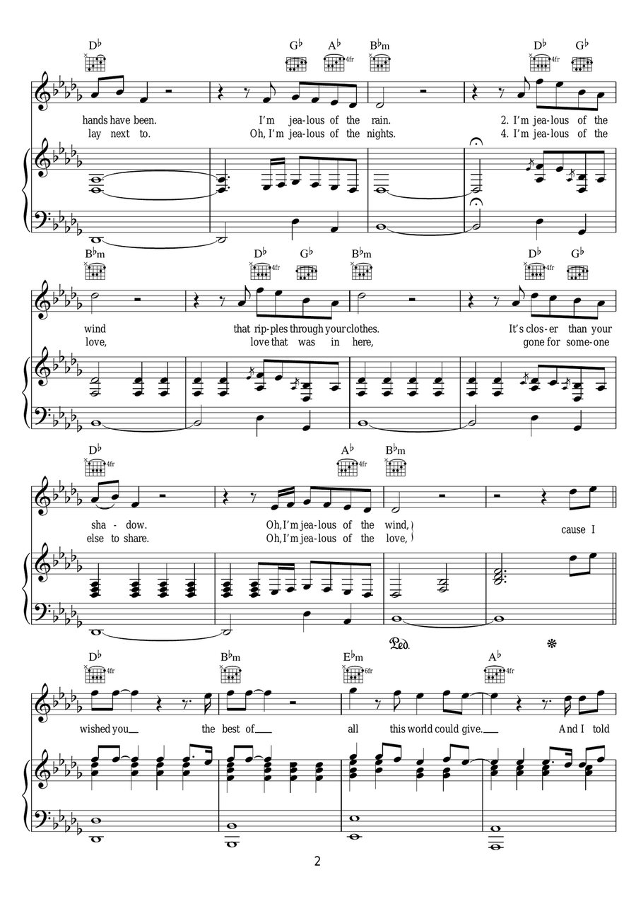 Jealous Jealous Piano, Vocal scores gallery preview page 2