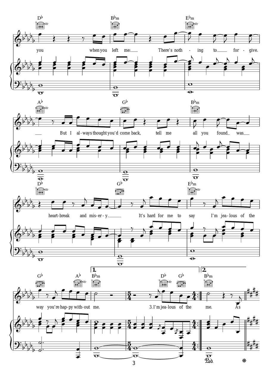 Jealous Jealous Piano, Vocal scores gallery preview page 3