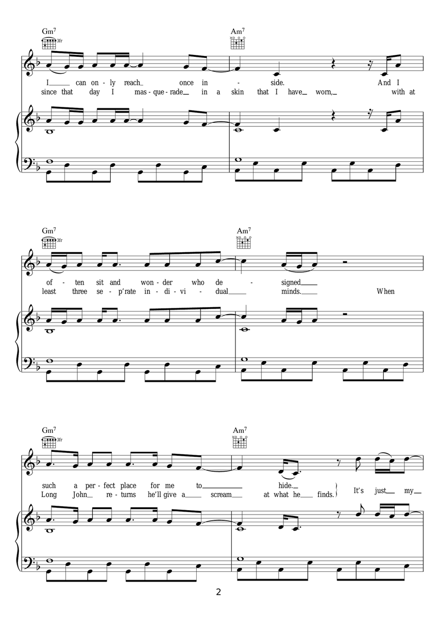 It's Just My Skin Piano, Vocal scores gallery preview page 2