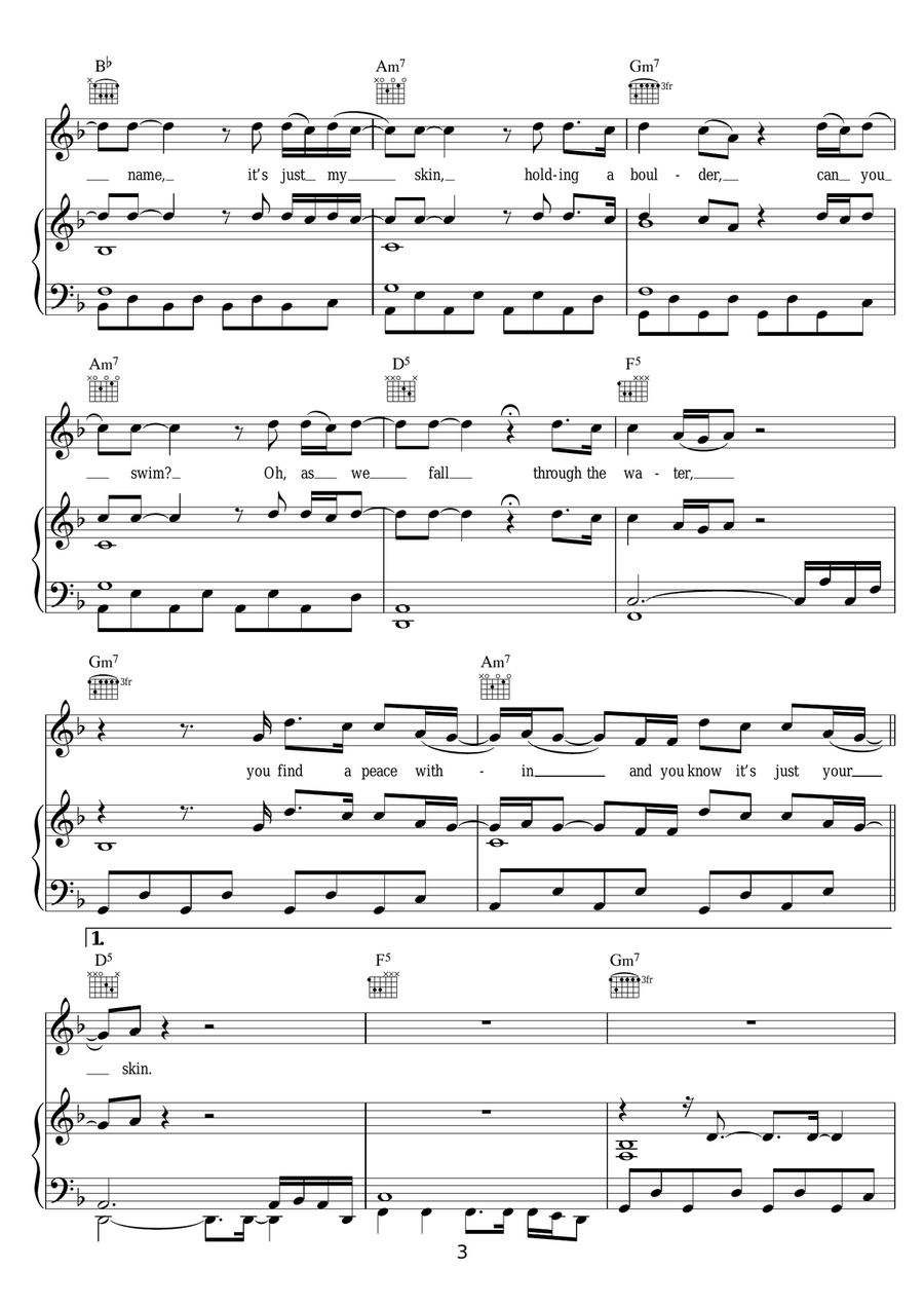 It's Just My Skin Piano, Vocal scores gallery preview page 3