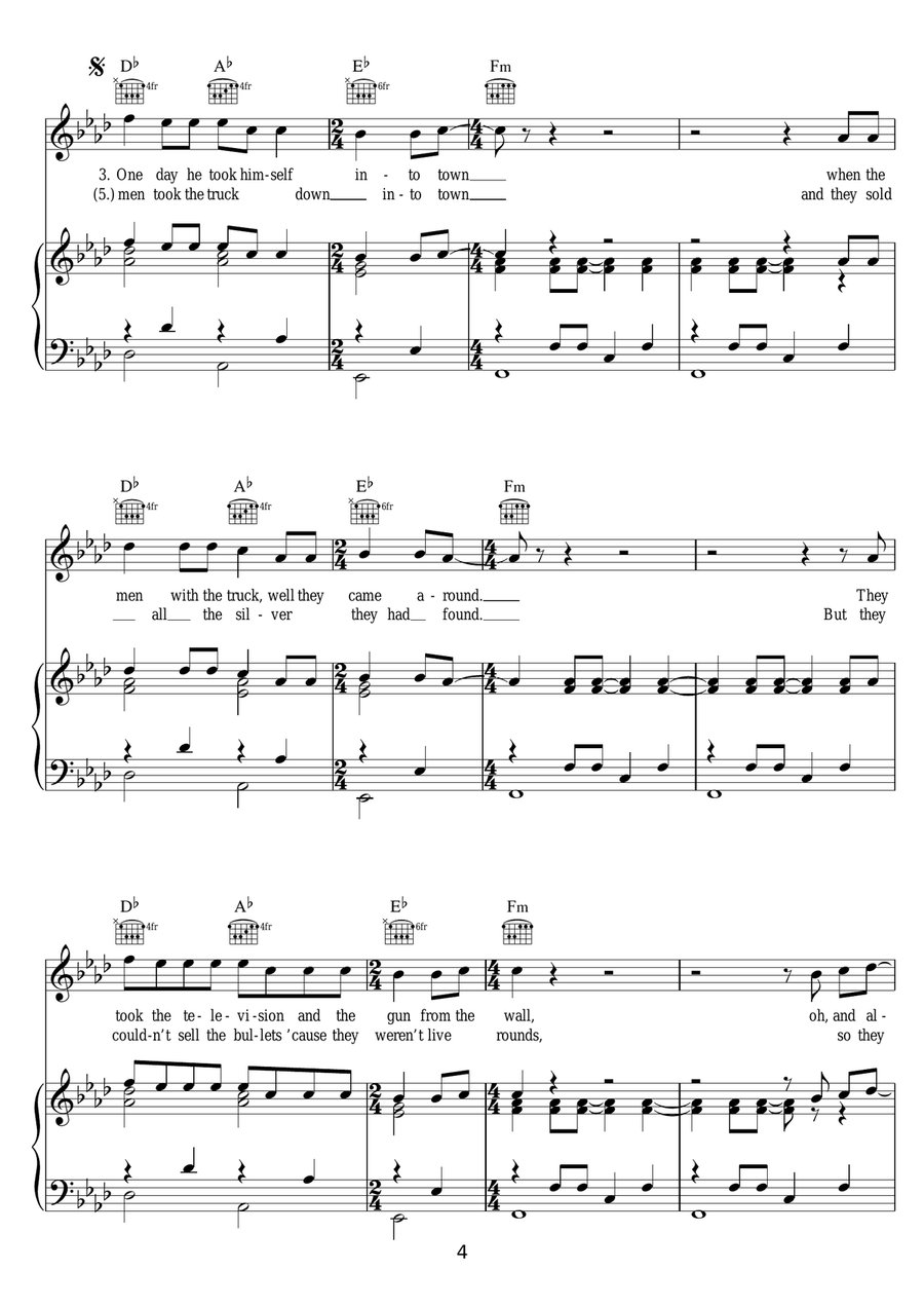 Bullets Bullets Piano, Vocal scores gallery preview page 4