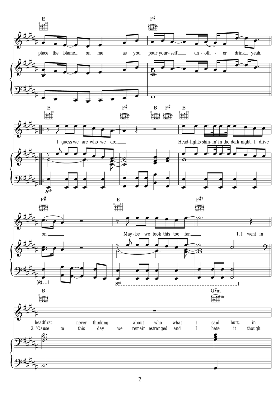 Headlights (featuring Nate Ruess) Piano, Vocal scores gallery preview page 2