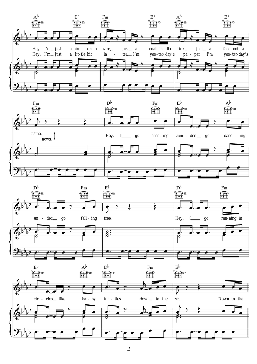 Thunder Thunder Piano, Vocal scores gallery preview page 2