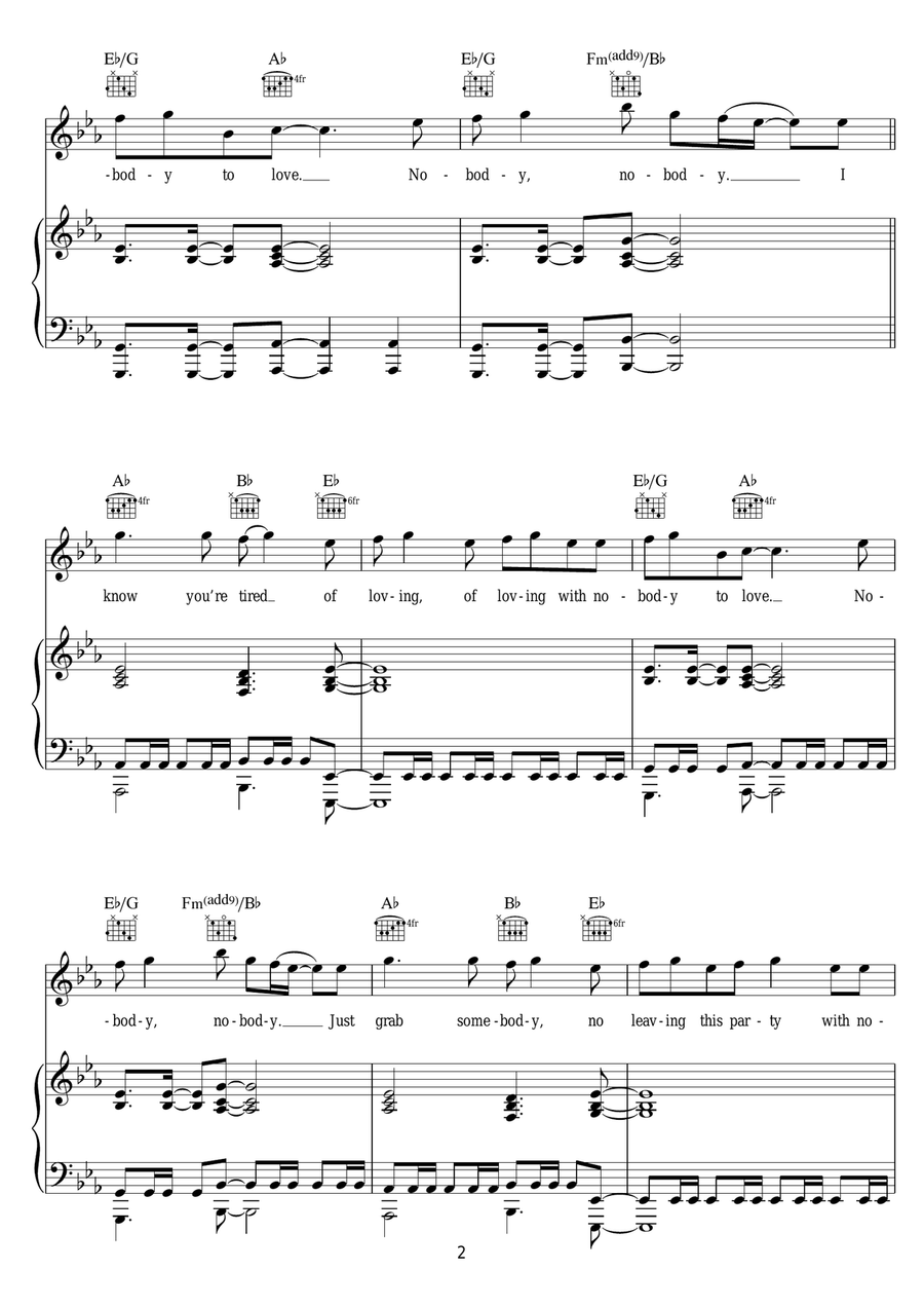Nobody To Love Nobody To Love Piano, Vocal scores gallery preview page 2