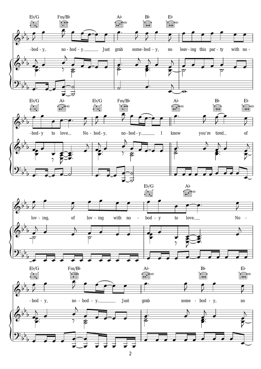 Nobody To Love Nobody To Love Piano, Vocal scores gallery preview page 2