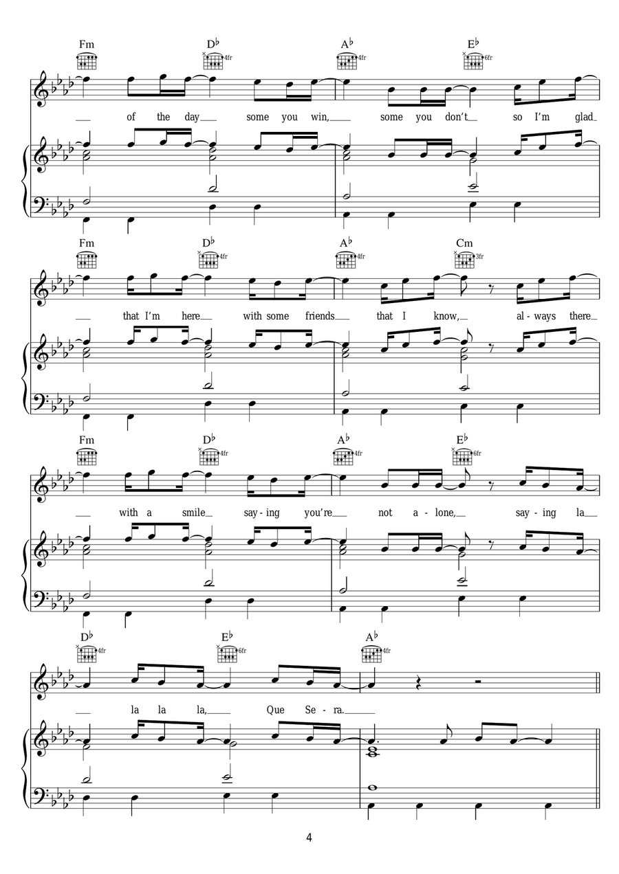 Que Sera Que Sera Piano, Vocal scores gallery preview page 4