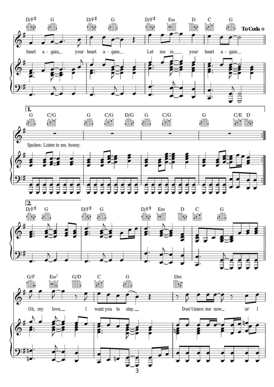 Let Me In Your Heart Again Piano, Vocal scores gallery preview page 3