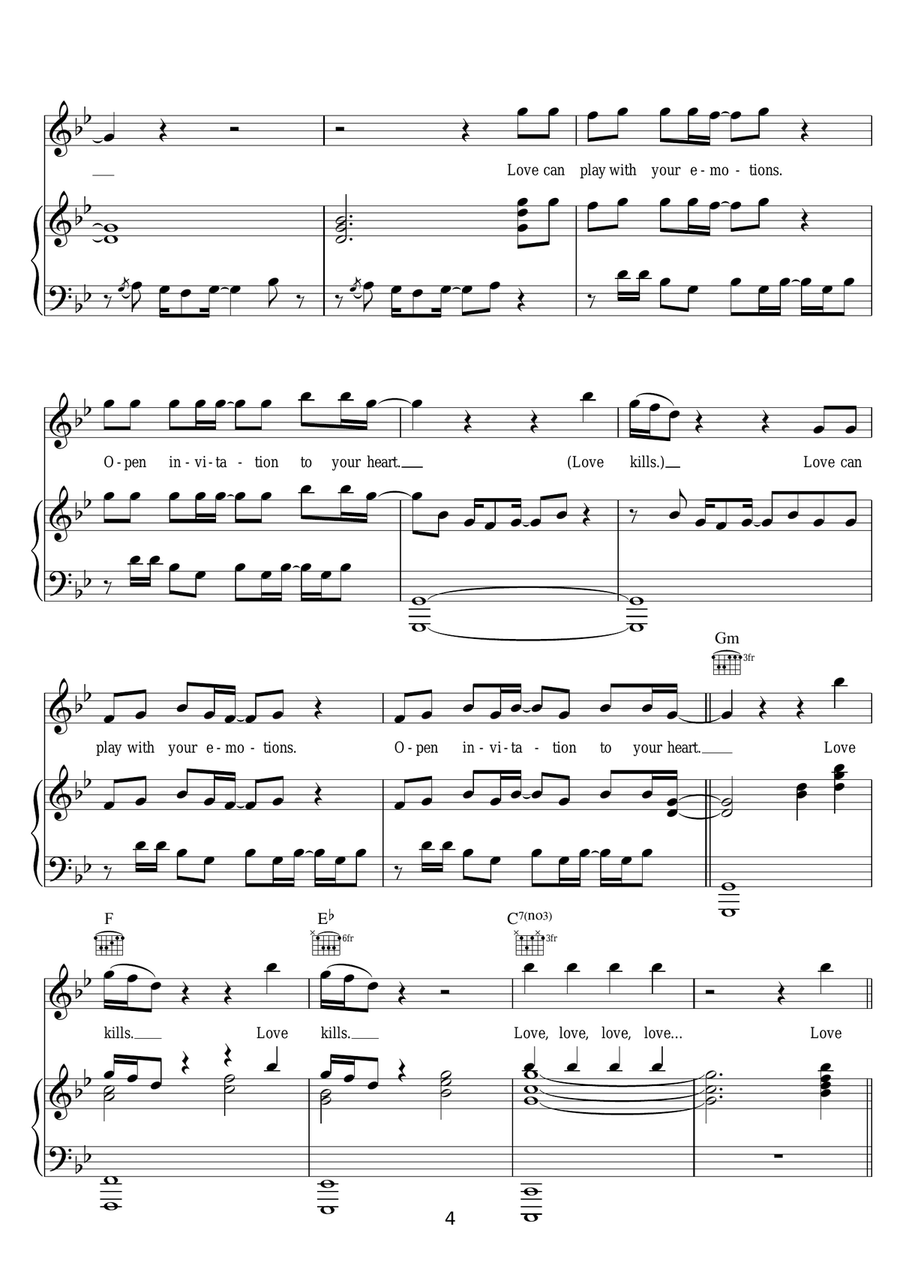Love Kills (The Ballad) Love Kills (The Ballad) Piano, Vocal scores gallery preview page 4