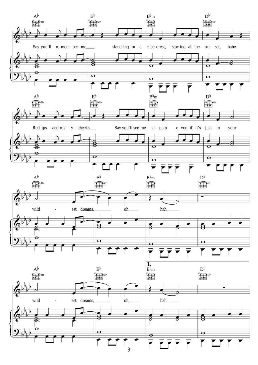 Wildest Dreams Wildest Dreams Piano, Vocal scores gallery preview page 3