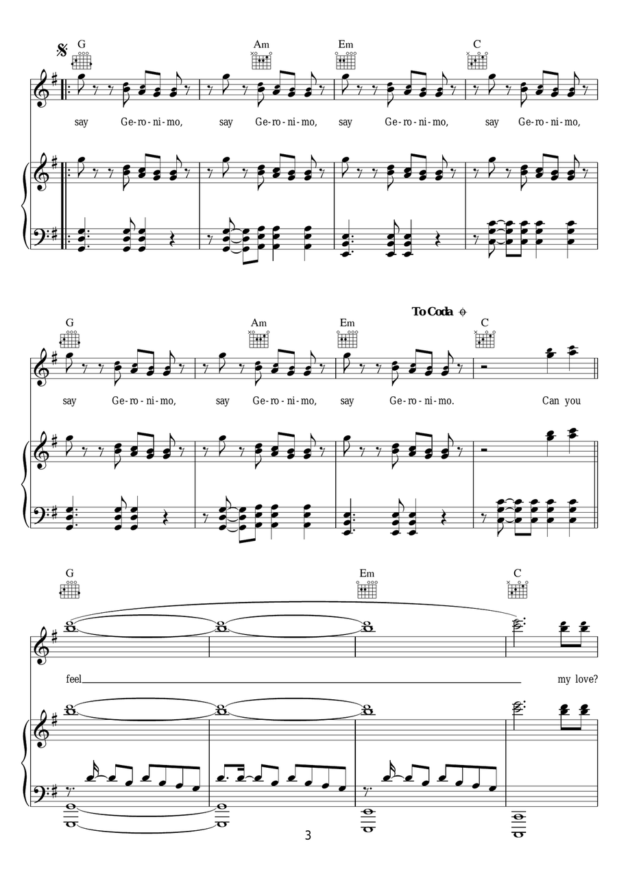 Geronimo Geronimo Piano, Vocal scores gallery preview page 3