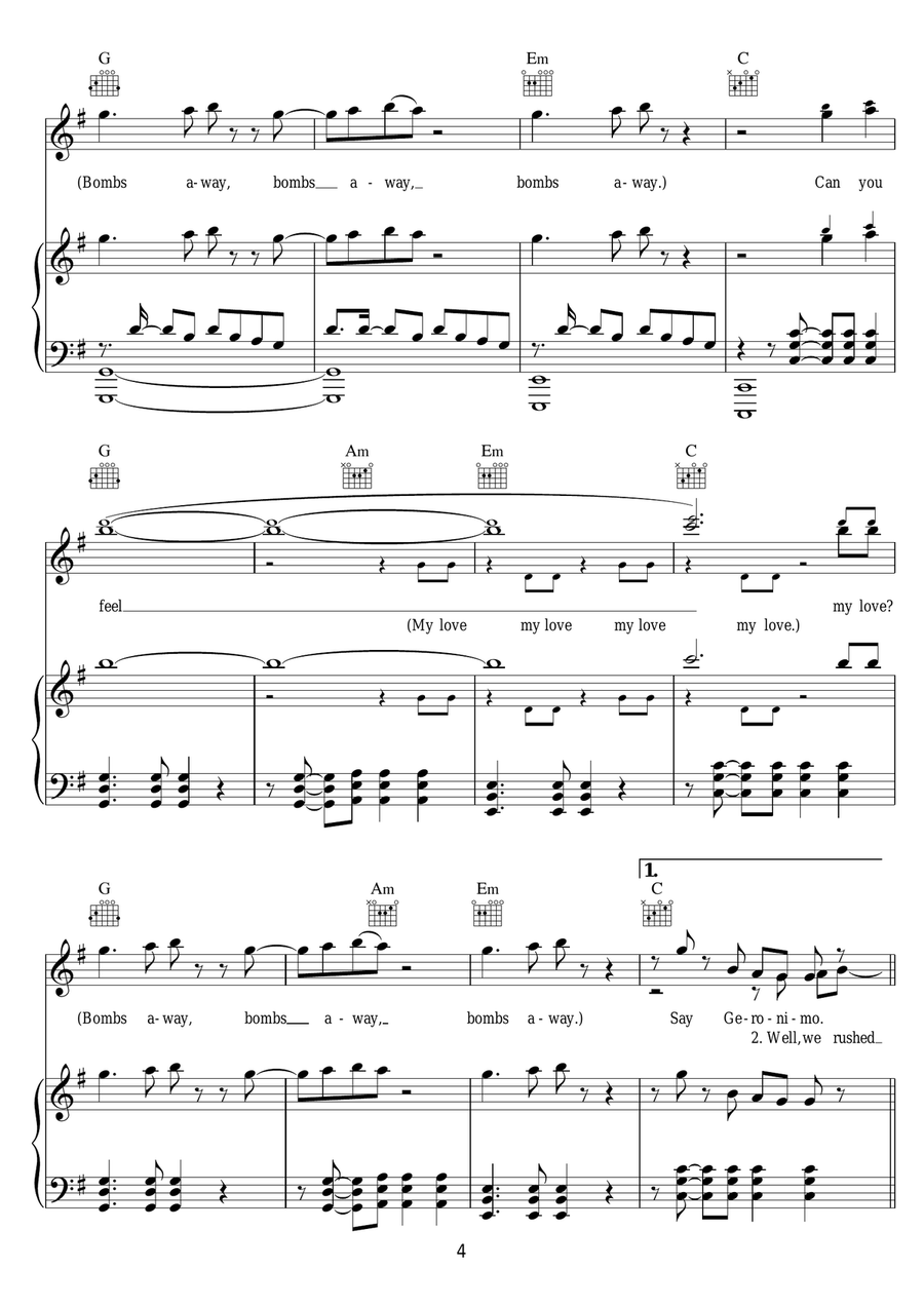 Geronimo Geronimo Piano, Vocal scores gallery preview page 4