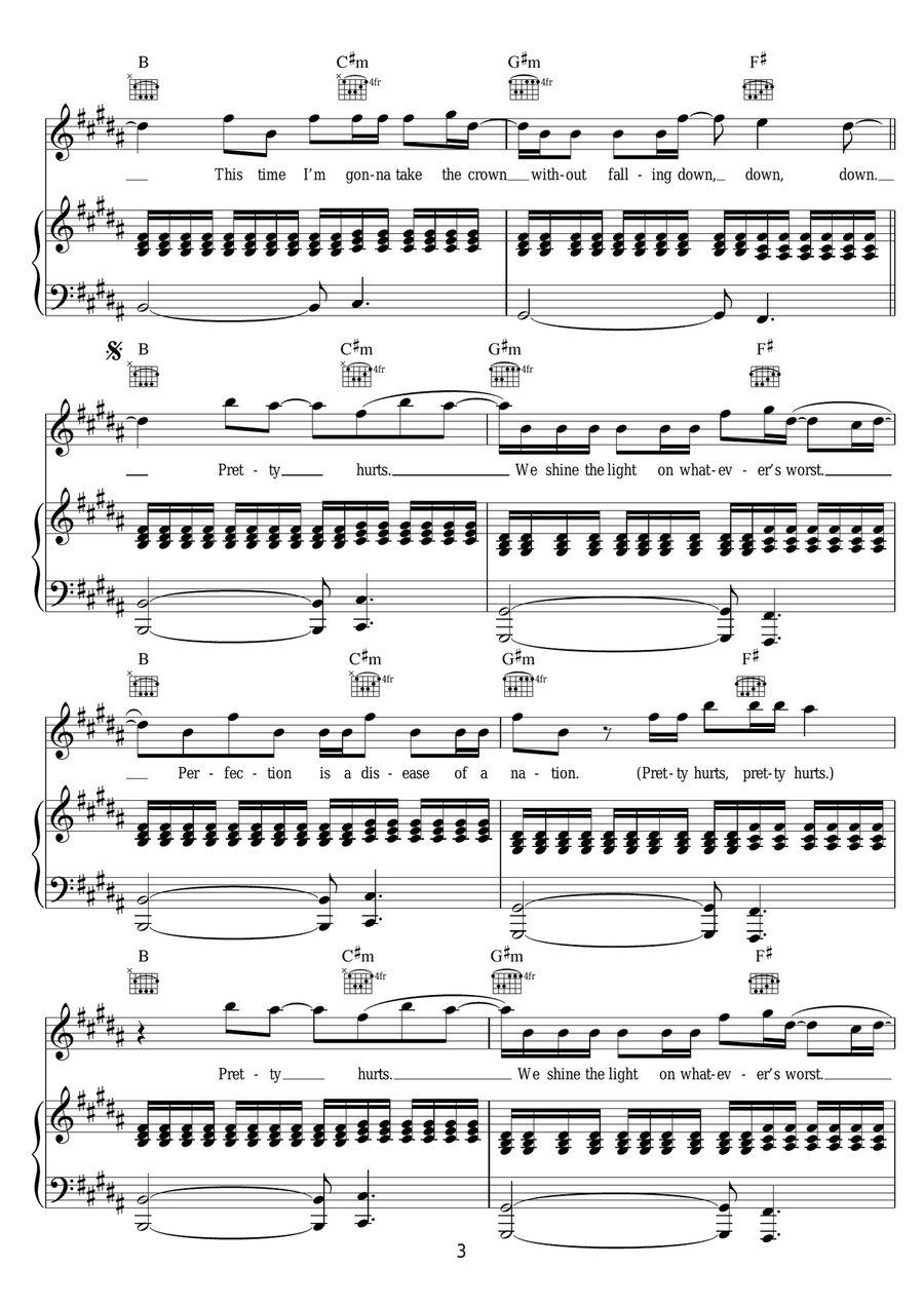 Pretty Hurts Pretty Hurts Piano, Vocal scores gallery preview page 3