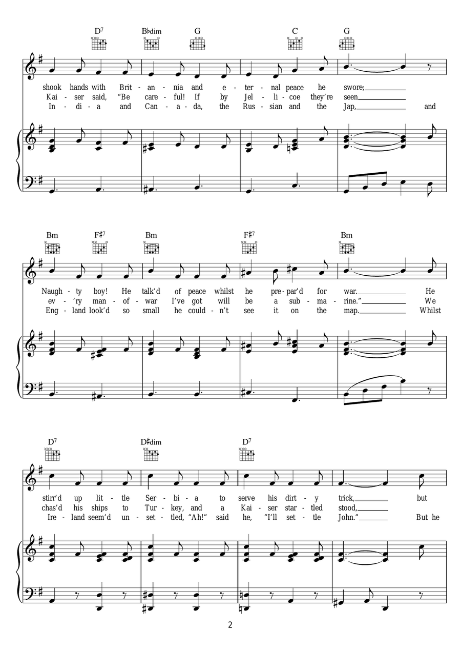 Belgium Put The Kibosh On The Kaiser Piano, Vocal scores gallery preview page 2