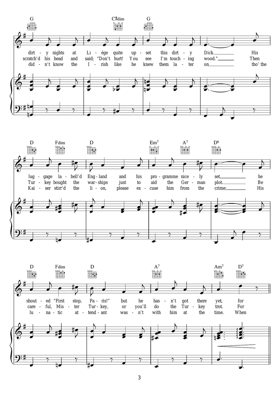 Belgium Put The Kibosh On The Kaiser Piano, Vocal scores gallery preview page 3