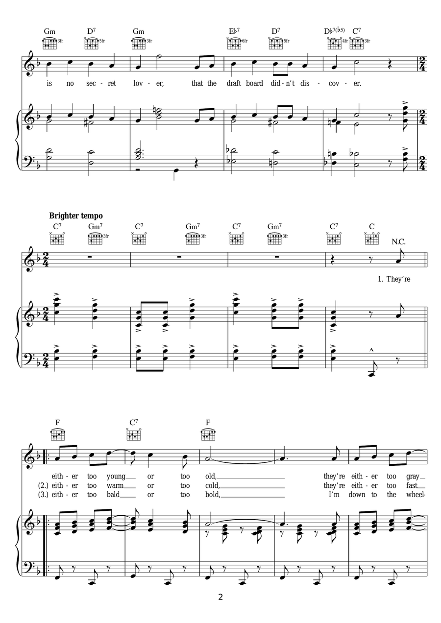 They're Either Too Young Or Too Old Piano, Vocal scores gallery preview page 2