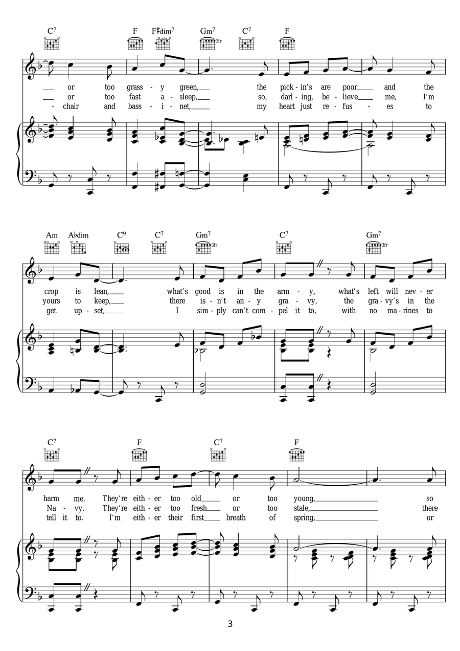 They're Either Too Young Or Too Old Piano, Vocal scores gallery preview page 3