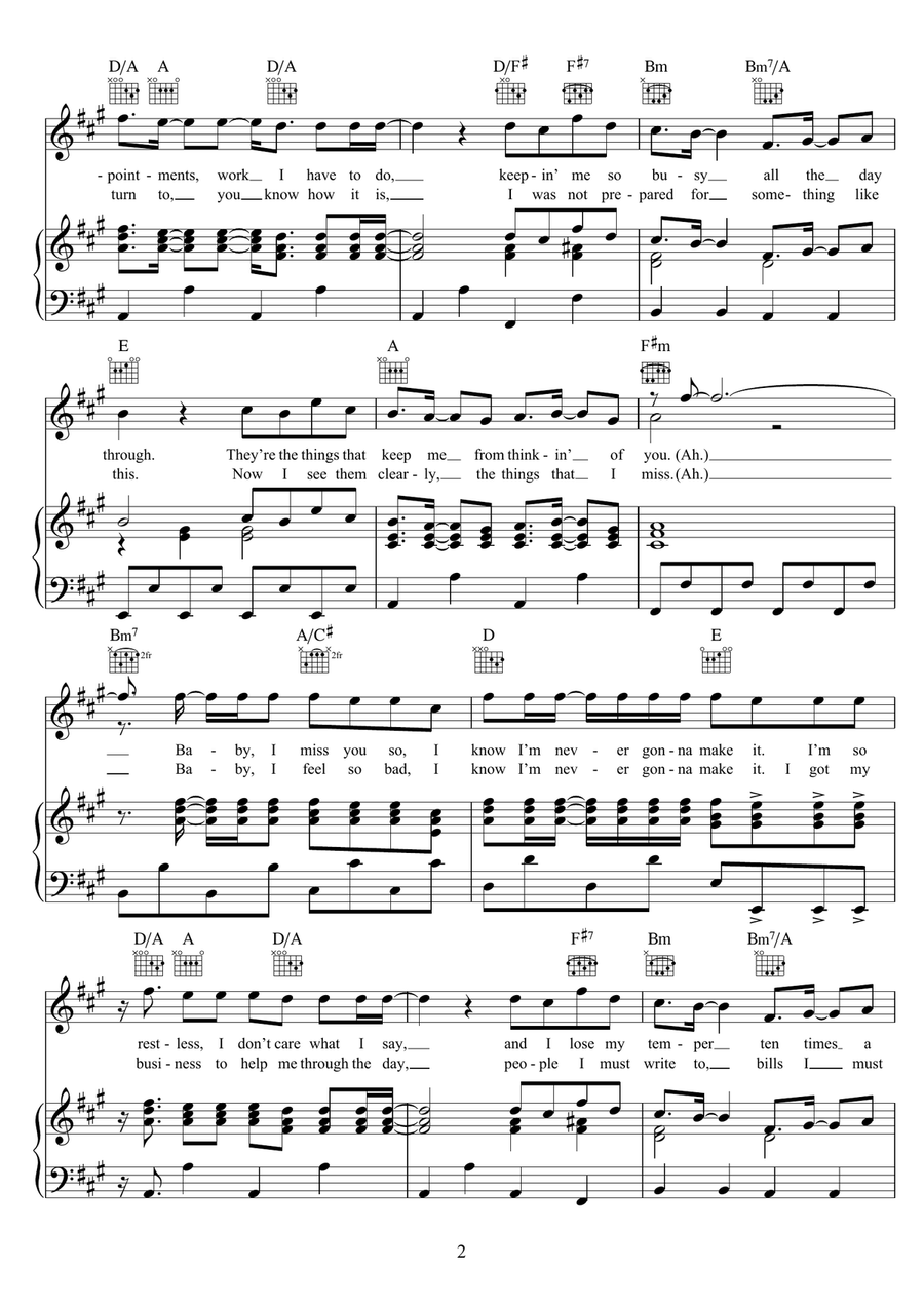 If It Wasn't For The Nights Piano, Vocal scores gallery preview page 2
