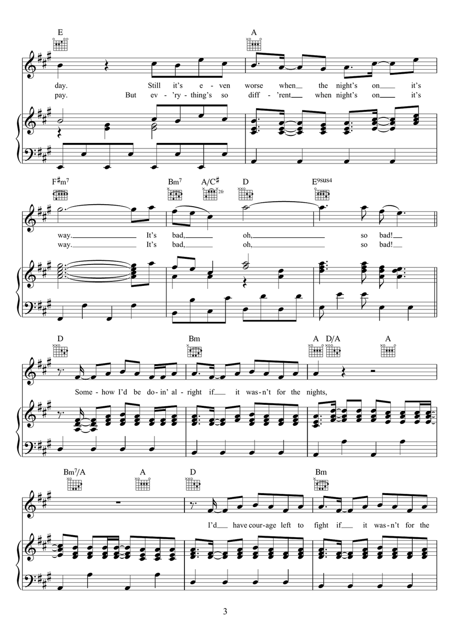 If It Wasn't For The Nights Piano, Vocal scores gallery preview page 3