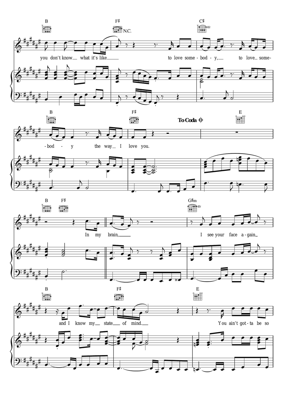 To Love Somebody To Love Somebody Piano, Vocal scores gallery preview page 4