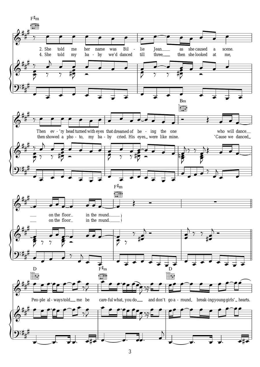 Billie Jean Billie Jean Piano, Vocal scores gallery preview page 3