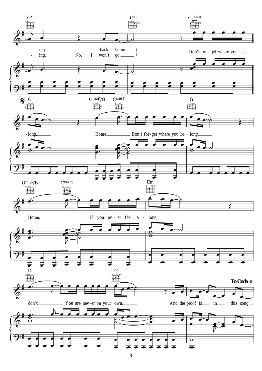 Don't Forget Where You Belong Piano, Vocal scores gallery preview page 3