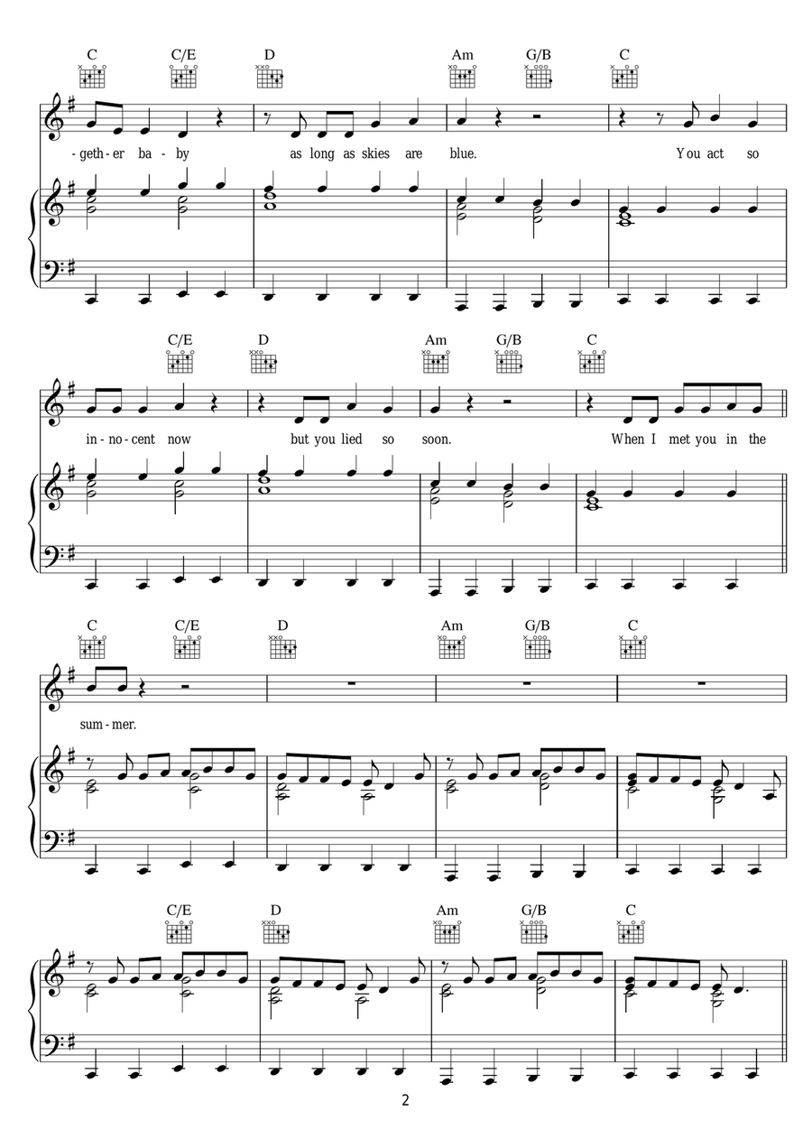 Summer Summer Piano, Vocal scores gallery preview page 2