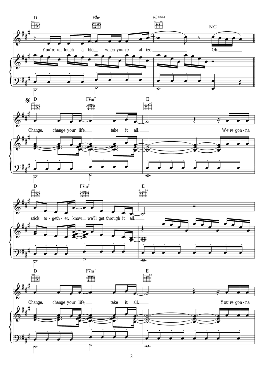 Change Your Life Change Your Life Piano, Vocal scores gallery preview page 3