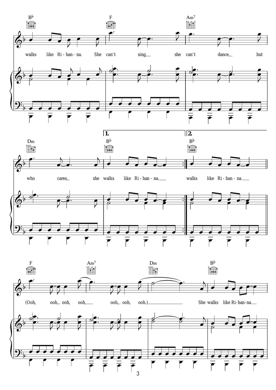 Walks Like Rihanna Walks Like Rihanna Piano, Vocal scores gallery preview page 3