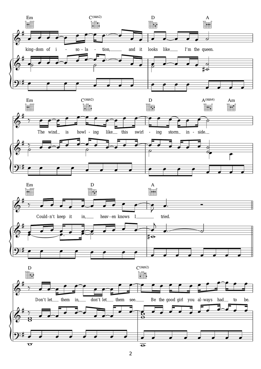 Let It Go (from Frozen) (Demi Lovato version) Piano, Vocal scores gallery preview page 2
