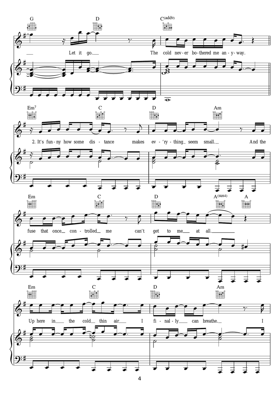 Let It Go (from Frozen) (Demi Lovato version) Piano, Vocal scores gallery preview page 4