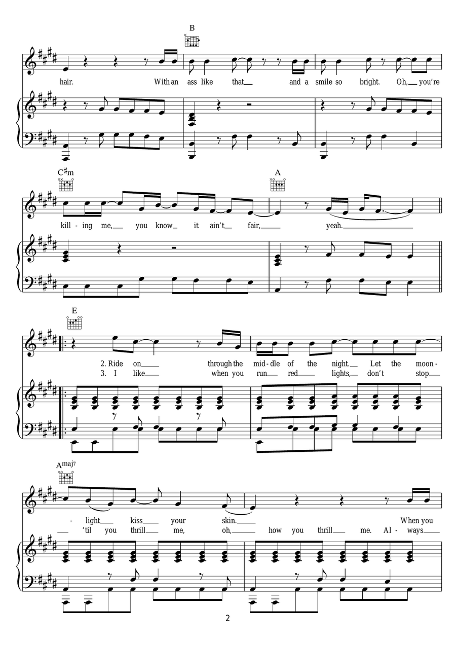 Beautiful (featuring Miguel) Piano, Vocal scores gallery preview page 2