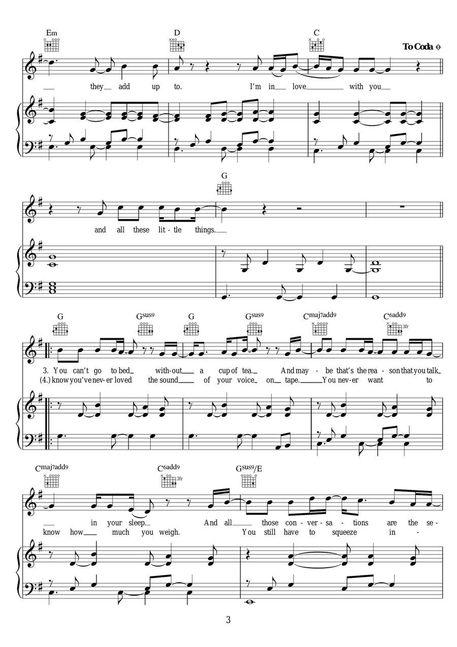 Little Things Little Things Piano, Vocal scores gallery preview page 3