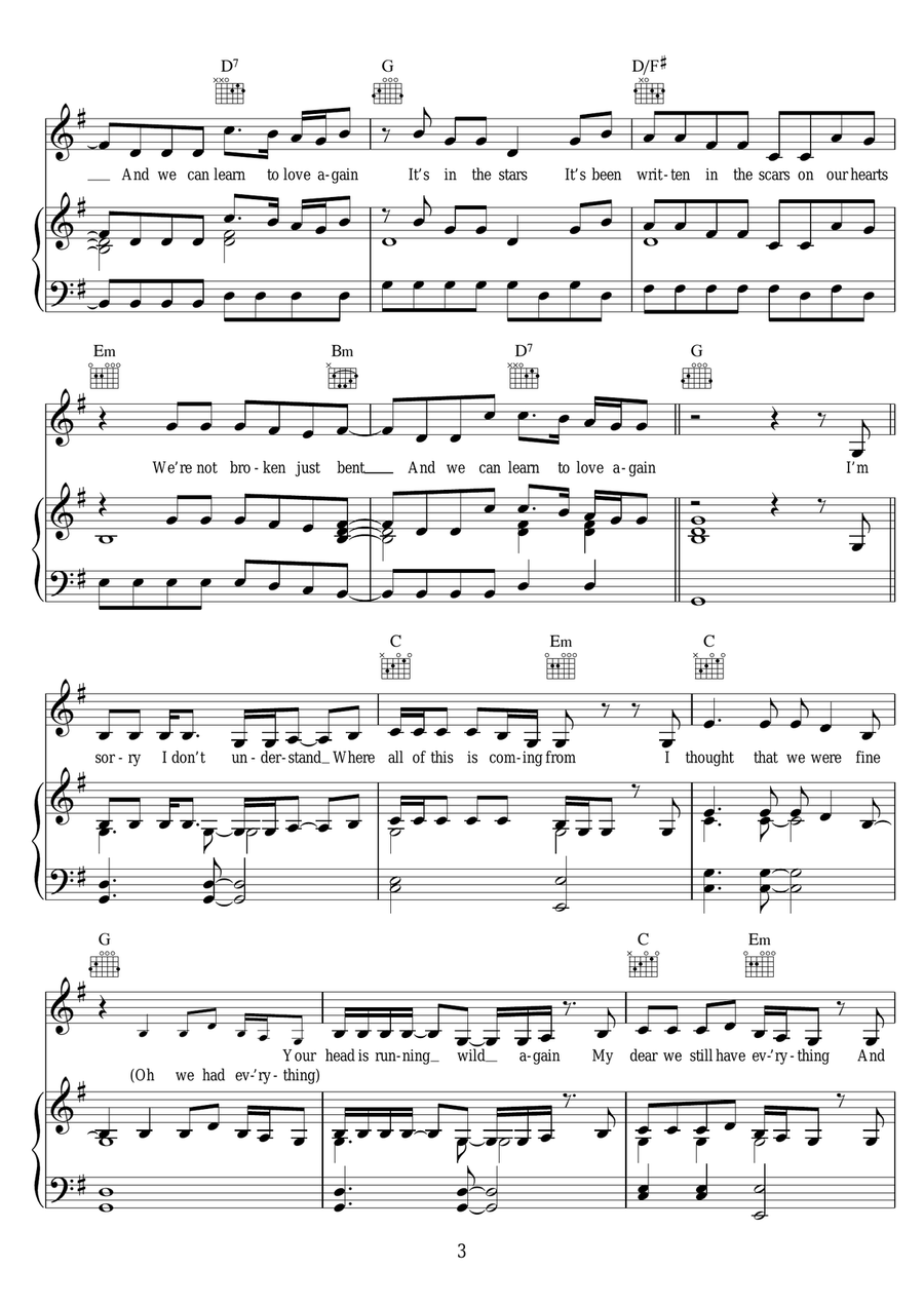 Just Give Me A Reason (featuring Nate Ruess) Piano, Vocal scores gallery preview page 3