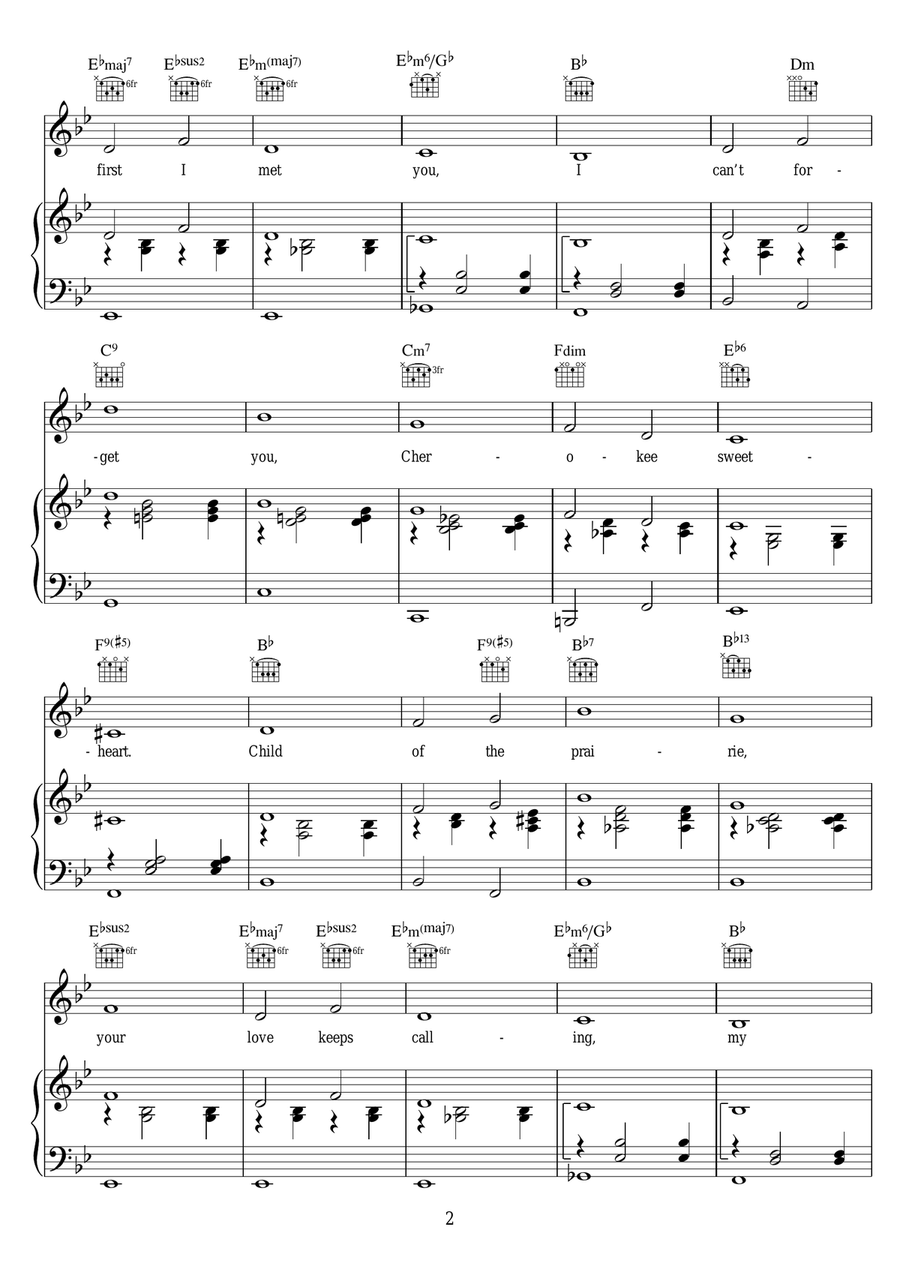 Cherokee Cherokee Piano, Vocal scores gallery preview page 2