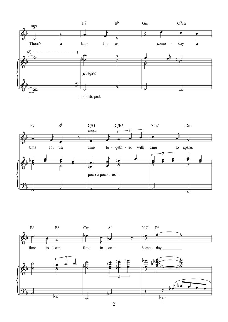 Somewhere (from West Side Story) Piano, Vocal scores gallery preview page 2