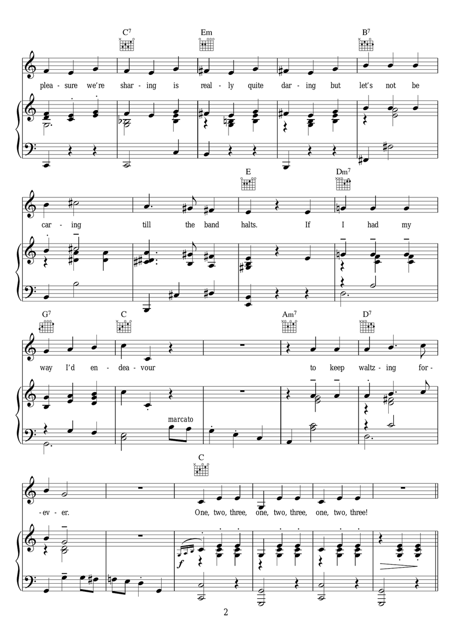 One, Two, Three Piano, Vocal scores gallery preview page 2